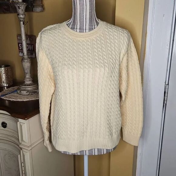Appleseed's cable knit yellow sweater women's size M - Picture 1 of 4